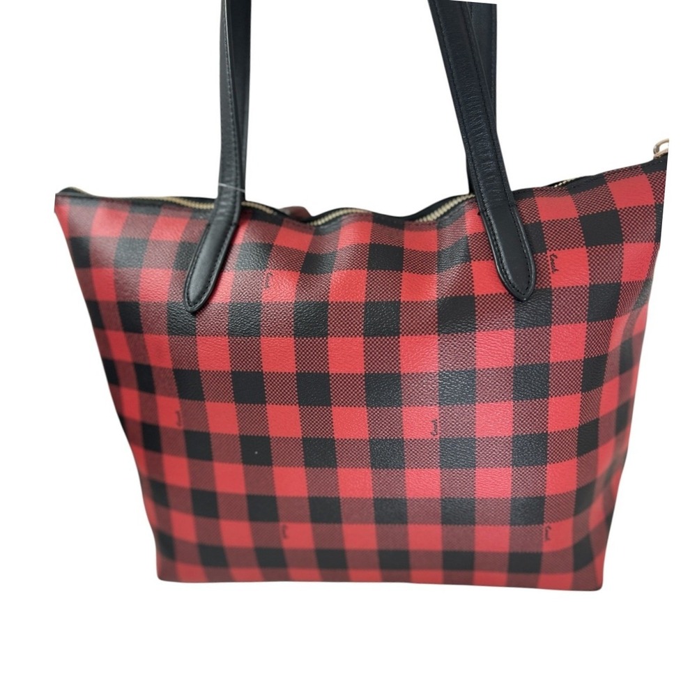 New With Tags Coach Gallery Tote in Buffalo Plaid Red Black C0204 - Picture 2 of 16